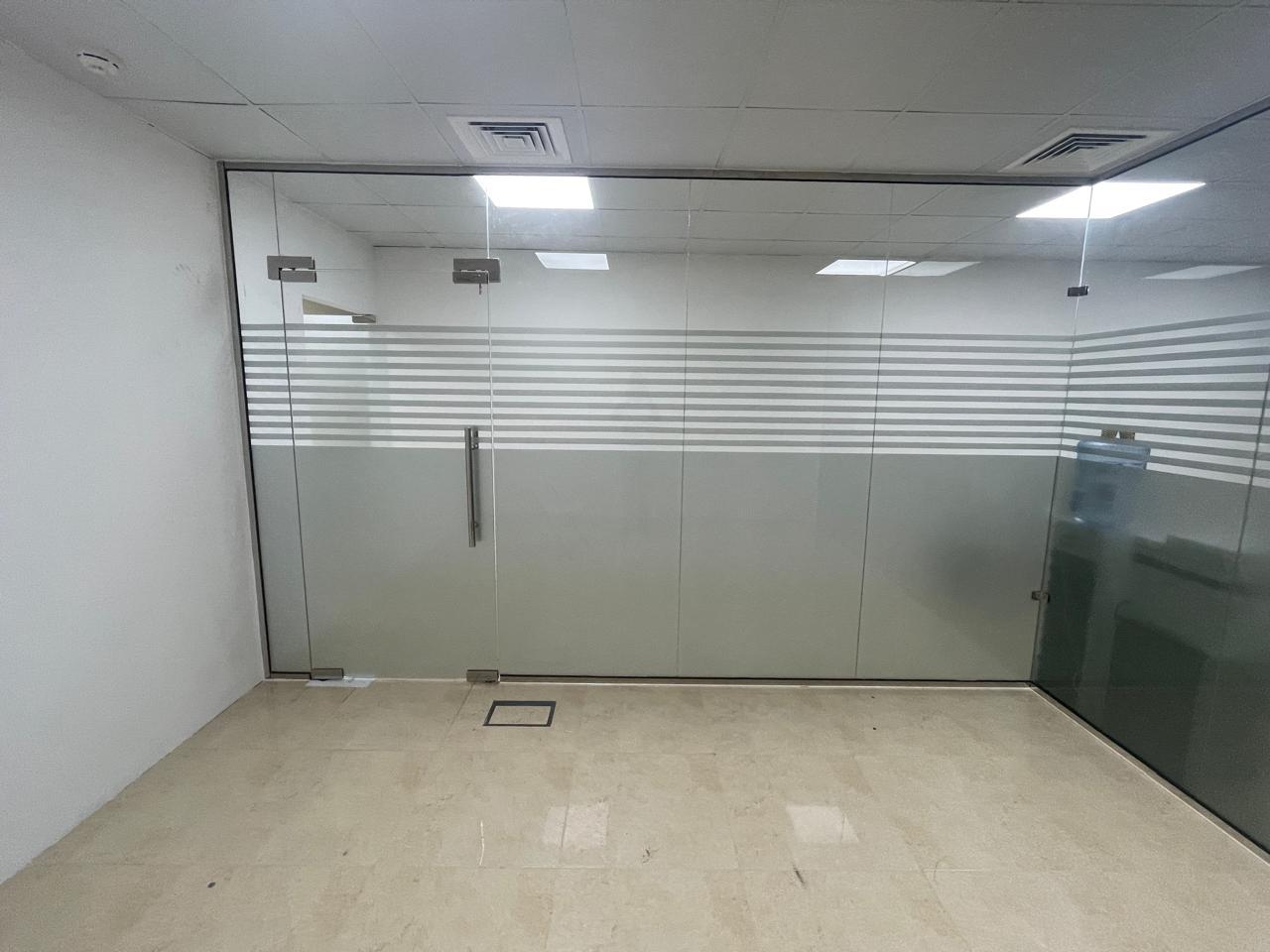 frosted glass sticker in office in line design signage