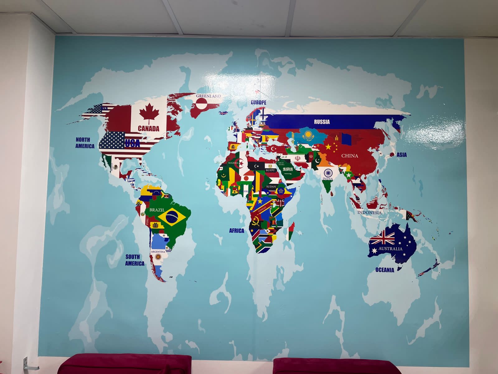 digital printed sticker of world map with European countries